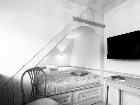 Schlafzimmer gemütlich mit Fernseher im Tipkenhoog, Ferienwohnung Keitum